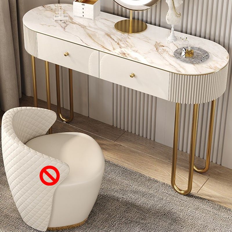 Glam Wood Vanity Dressing Table 2-Drawer Slate Top Make-up Vanity