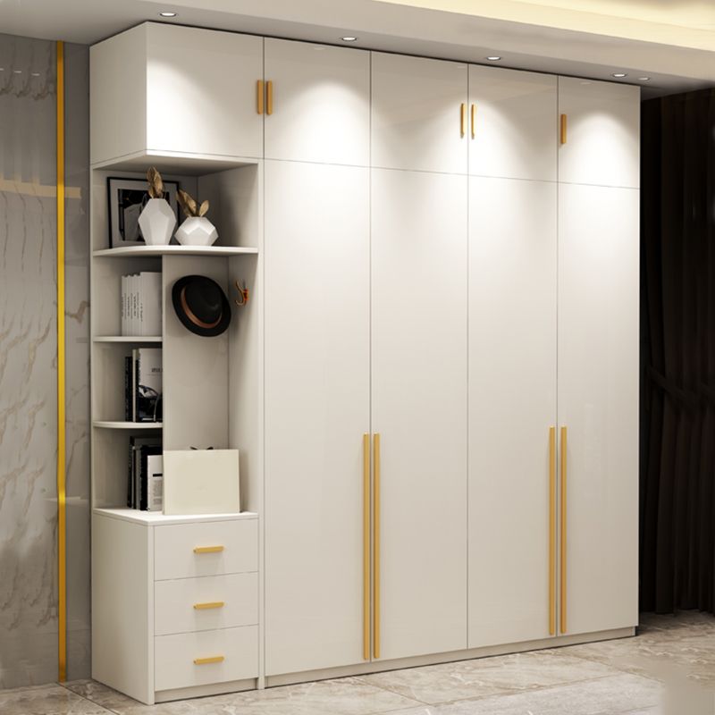 Modern Wardrobe Closet with Garment Rod Wooden Wardrobe Armoire