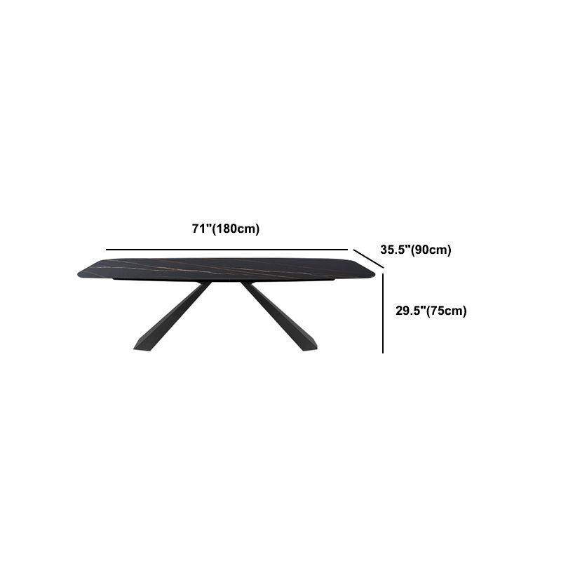 Modern Rectangle Sintered Stone Table Set 1/4 Pieces Dining Set