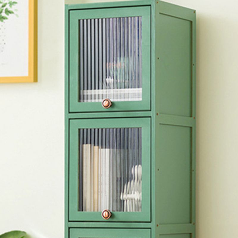 Bamboo Standard Bookcase Scandinavian Closed Back Bookshelf with Cabinets