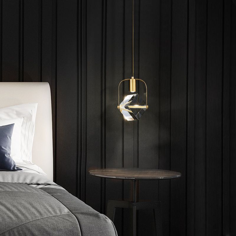 Luce geometrico in stile moderno cristallo 1 luci soffitte appese in oro