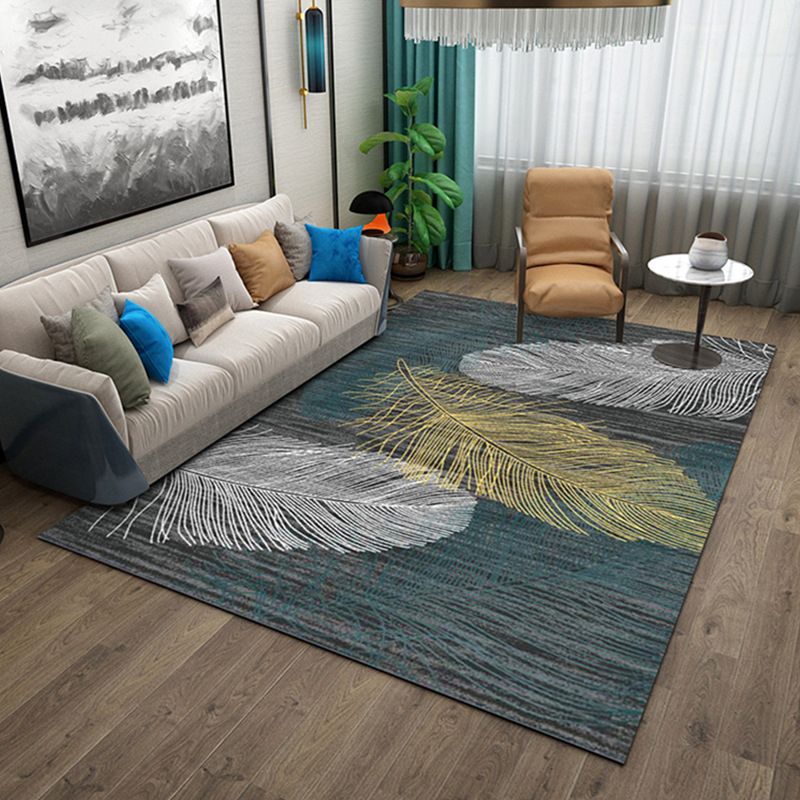 Modern Geometry Colorblock Rug Multi-Color Polyester Carpet Pet Friendly Anti-Slip Backing Washable Rug for Room