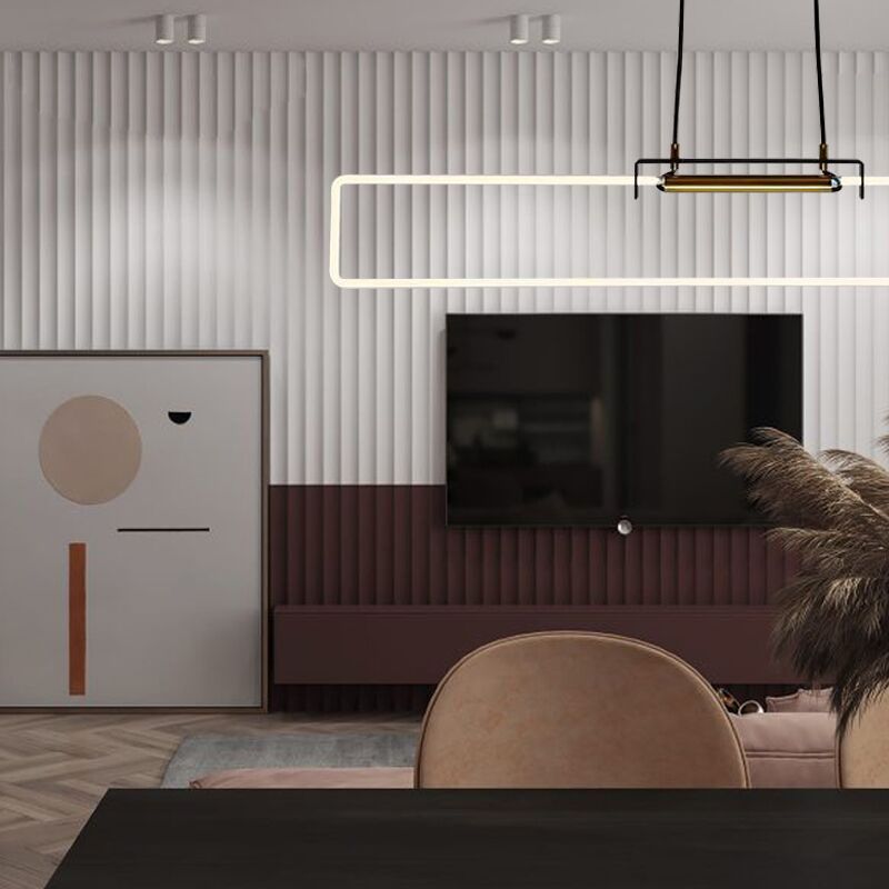 Modern Style Rectangle Pendant Light Metal One Light Pendant Light Fixture