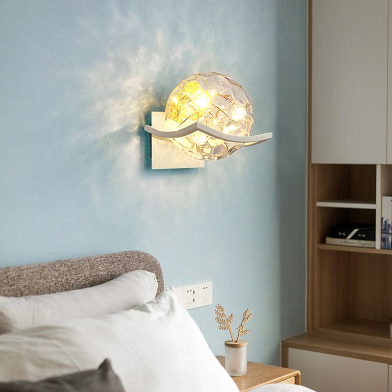 Modern Minimalist Style Wall Lamp Creative Round Glass Bedside Wall Lamp