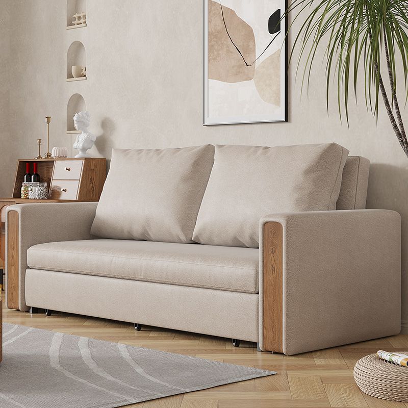 Leather Square Arm Sofa Bed Solid Color Storage Sofa Bed for Apartment