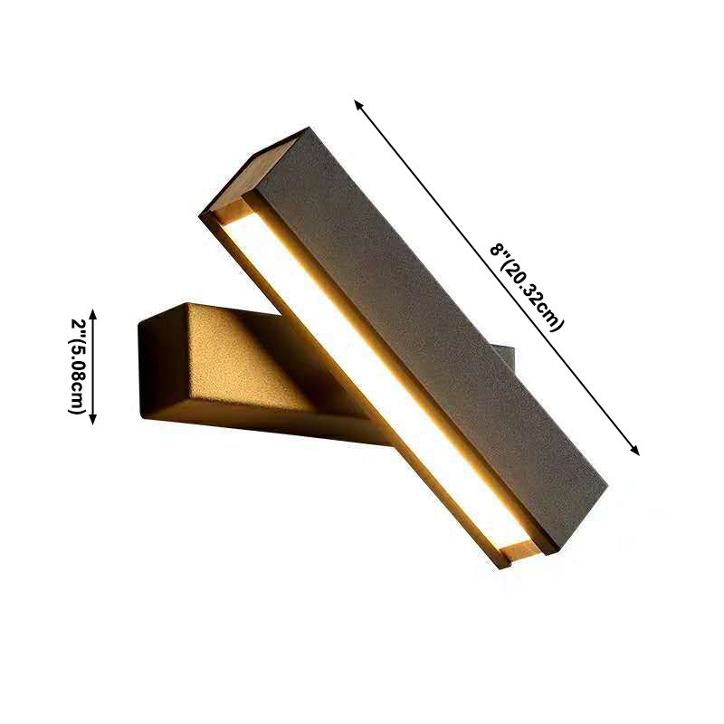 Wooden Rectangular LED Wall Lamp in Modern Simplicity Iron Rotatable Wall Sconce with Acrylic Shade