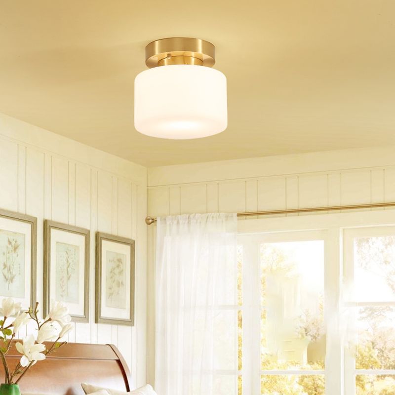 Glass Shaded Close to Ceiling Lighting Fixture Minimalist Ceiling Mount Lamp