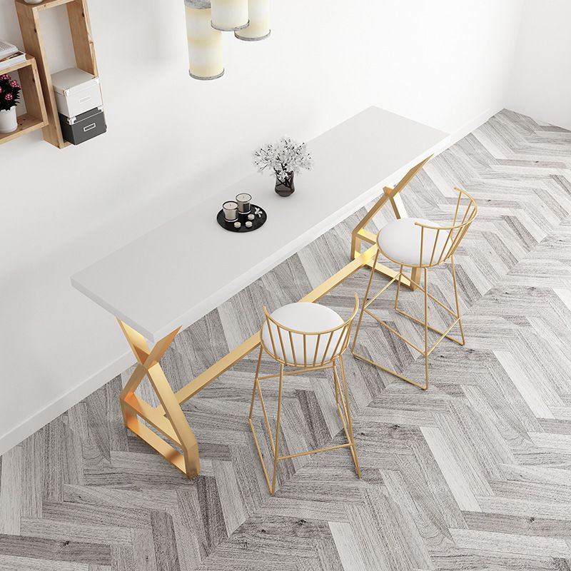 Pine Wood Bar Dining Table Traditional Luxury Rectangle Bar Table with Trestle Base