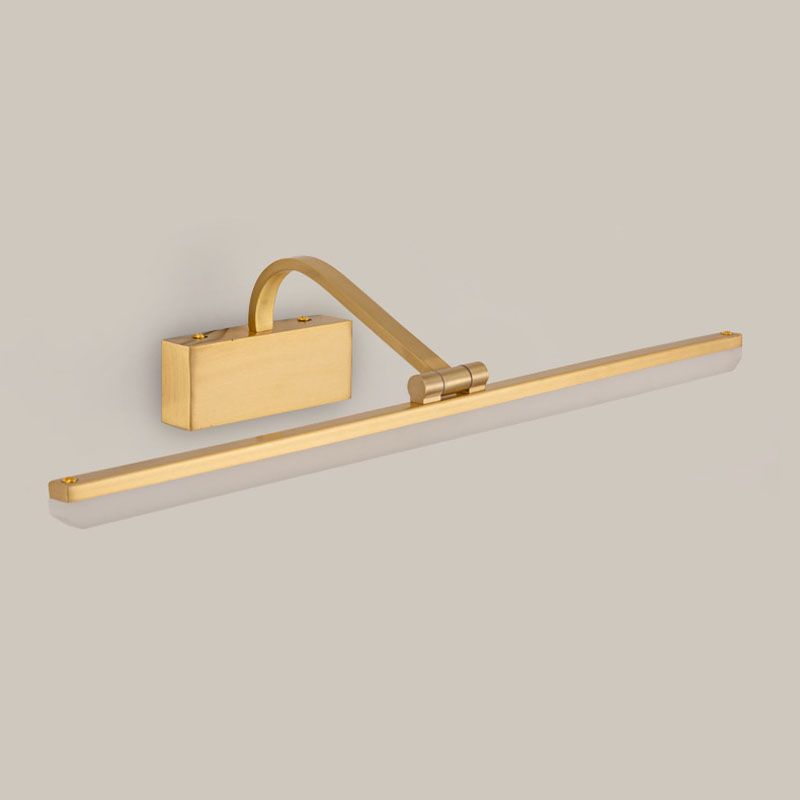 1 Light Linear Shade Wall Sconce Post-Modern Simple Style Mirror Wall Lighting in Brass