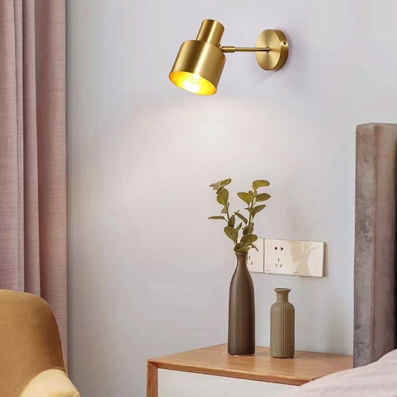 Contemporary Style Wall Light Sconce with Metallic Shade for Washroom