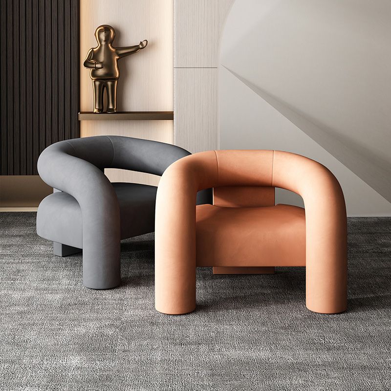 Solid Wood Frame Lounge Chair Arms Included Side Chair for Living Room