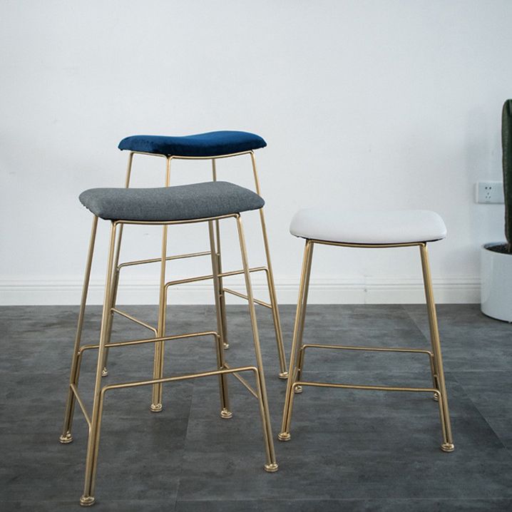 Glam Metal Stool Upholstered Counter Stool in Matte Finish for Indoor