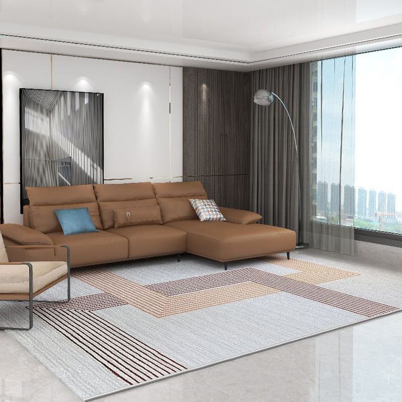 Orange Straight Stripe Rug Polyester Modern Rug Stain Resistant Rug for Living Room