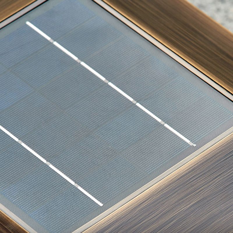Modern Solar Energy Pillar Lamp Bronze Square Outdoor Light for Garden
