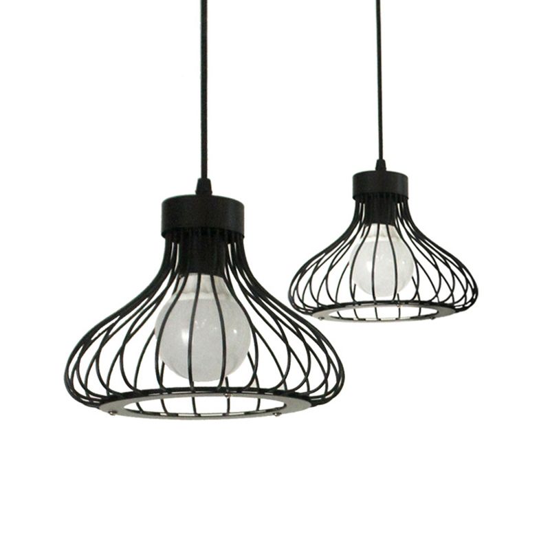 Pear Shape Metal Frame Mini Hanging Lamp Industrial Style Single Bulb Pendant Light for Hallway Staircase
