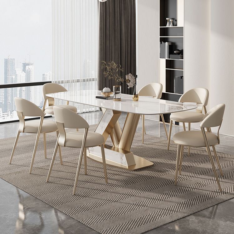 Nordic Glam Sintered Stone Rectangle Table Set 1/4/5/6/7/9 Pieces Dining Set