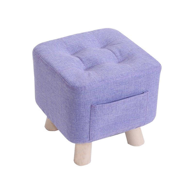 Modern Ottoman Fabric Upholstered Tufted Solid Color Pocket Square Ottoman with Chair Legs