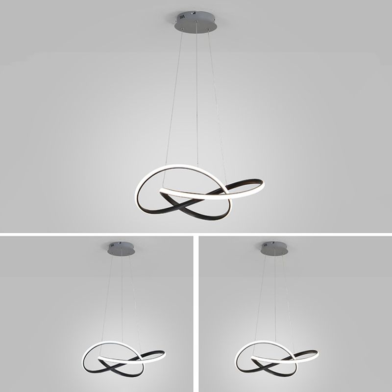 2 Color Optional Twisting Metal Pendant Lamp Simplicity LED Chandelier Light for Office