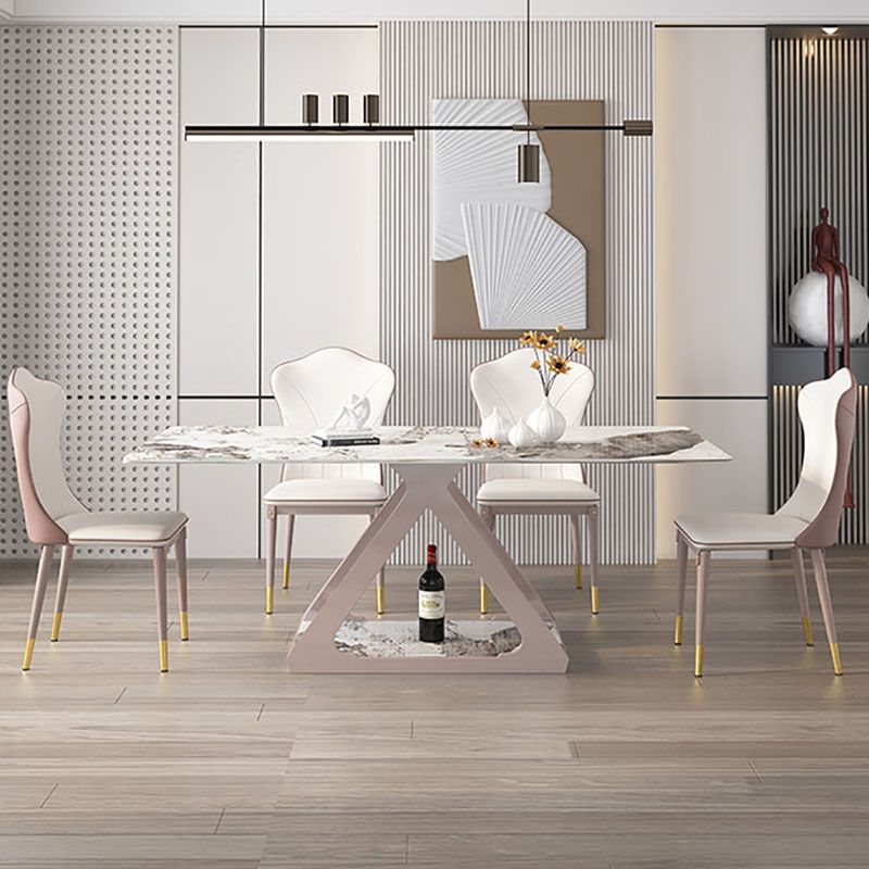 Leather Dining Side Chair Scandinavian Design Solid Back Armless Dining Chairs