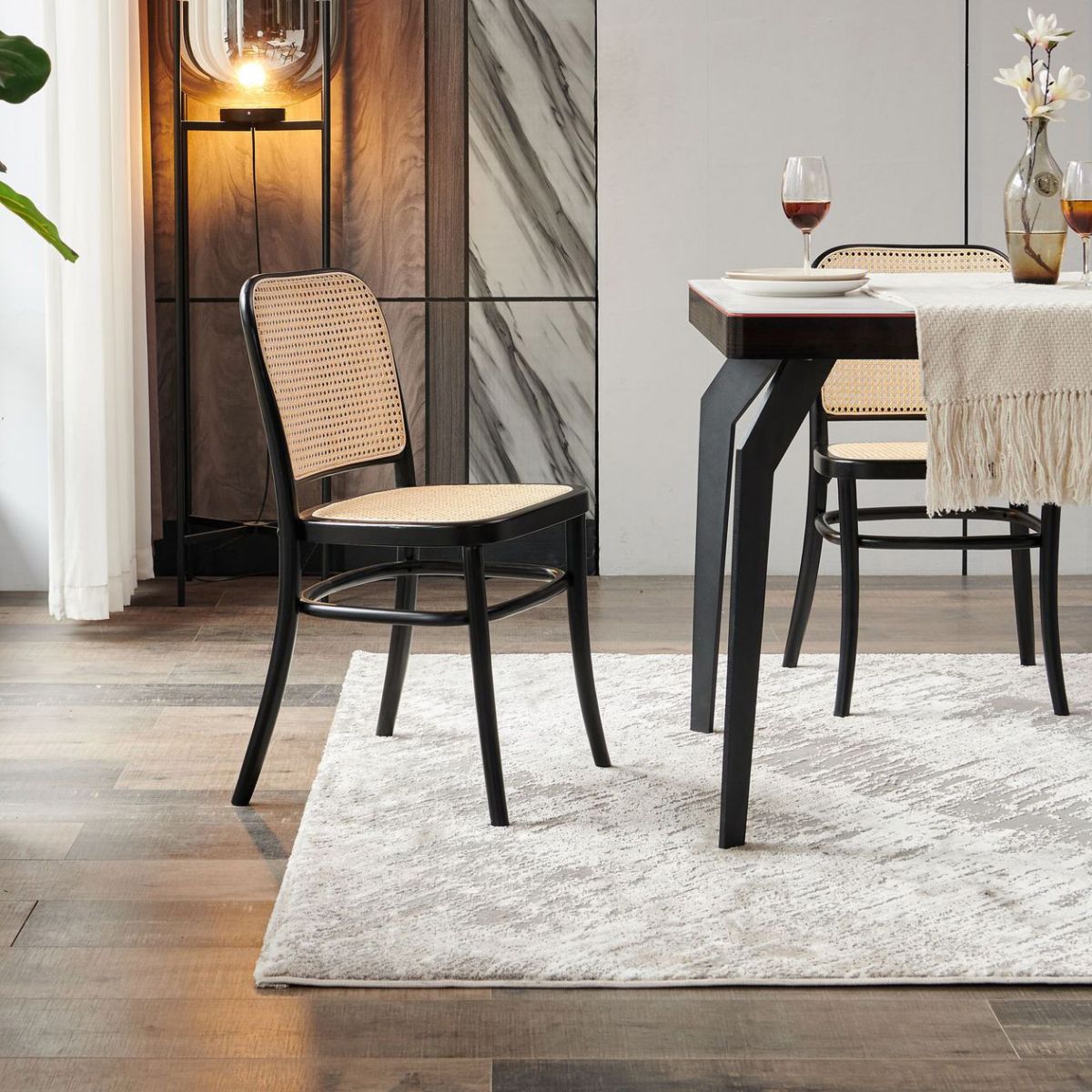 Modern Style Solid Wood Dining Room Kitchen Chair Open Back Side Chairs