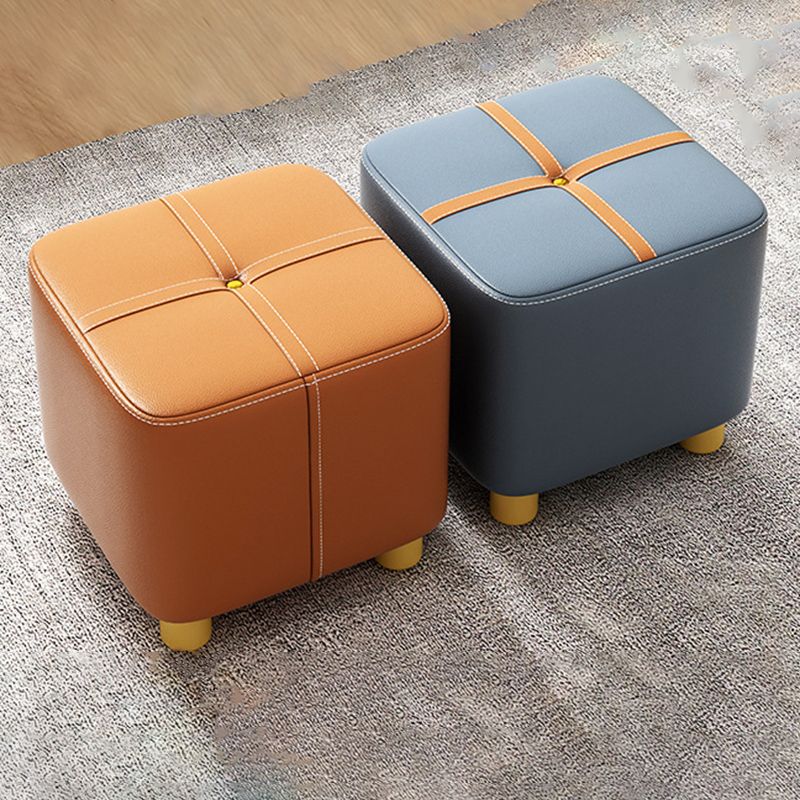 Fabric Pouf Ottoman Contrast Stripe Square Stain Resistant Modern Ottoman