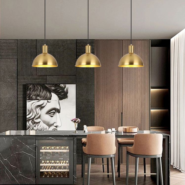 Metal Shaded Ceiling Pendant Light Contemporary Gold Suspension Pendant for Dinning Room
