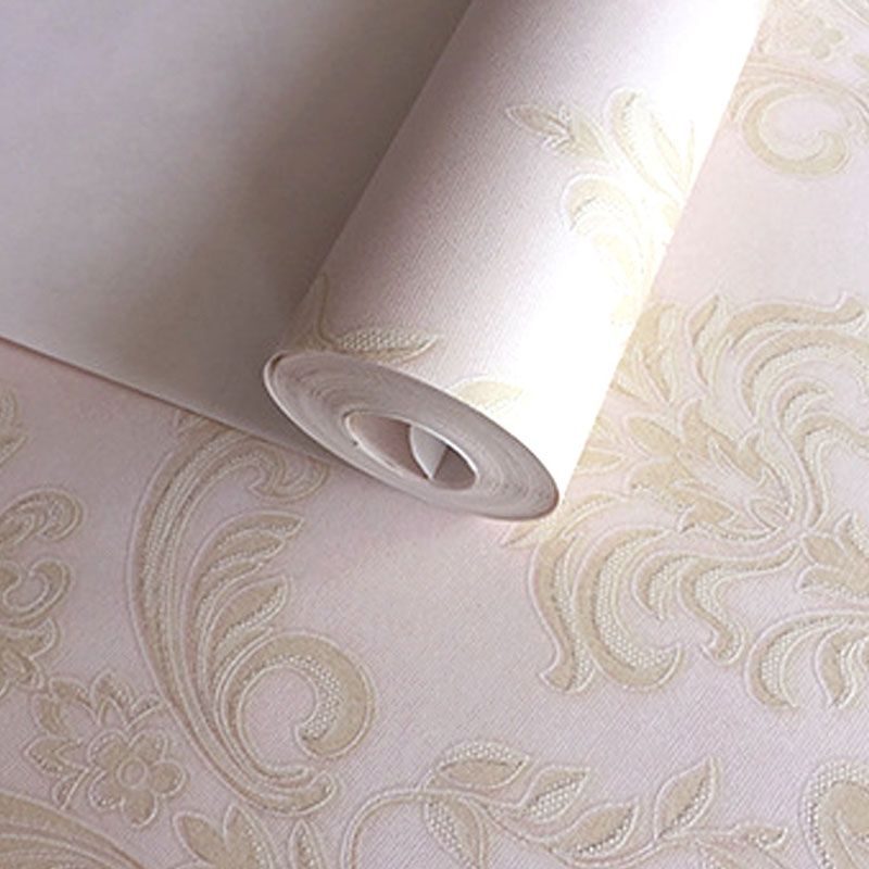 Natural Color Wall Covering 20.5-inch x 33-foot Non-Woven Stain-Resistant 3D Visual Damask Wallpaper Roll