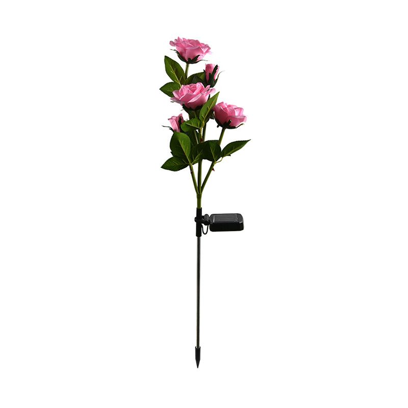 2 Pcs Rose Bouquet Shape Courtyard LED Stake Light Plastic Modern Solar Lawn Lighting
