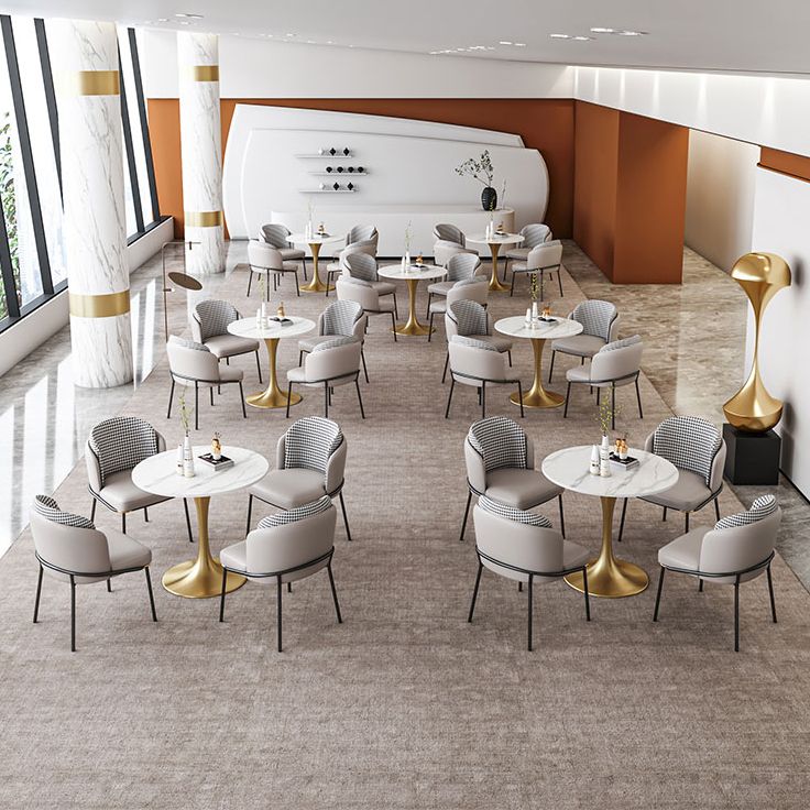 Round Dining Table Set with Metal Base 1/5 Pieces Modern Dinette Set for Kitchen