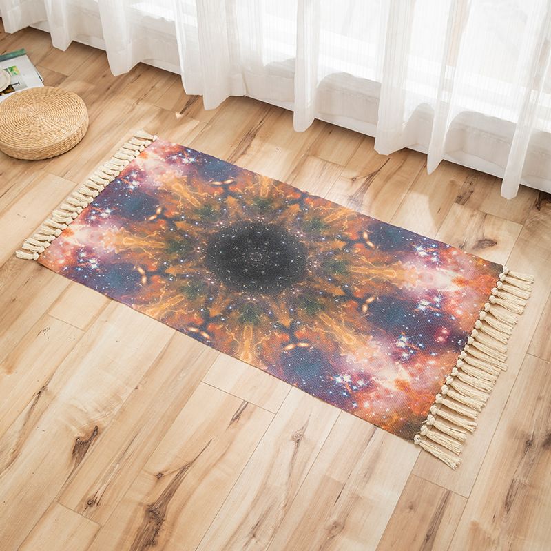 Levendige planten gebreide vloerkleed multi -gekleurde modern tapijt synthetisch huisdiervriendelijk tapijt voor logeerkamer