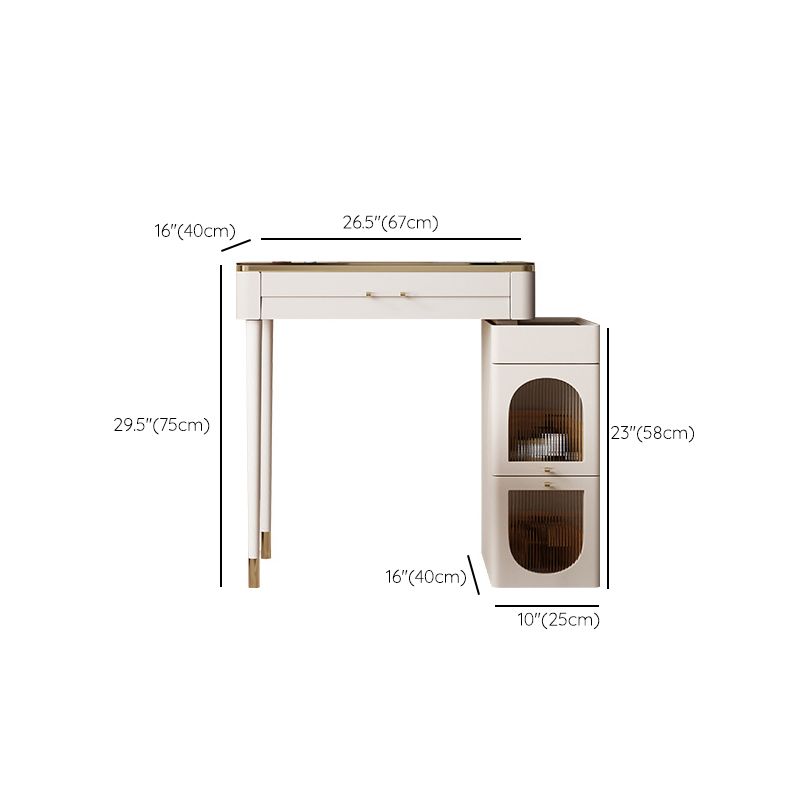 White Make-up Vanity Glass Top Makeup Vanity Desk Table with Drawer