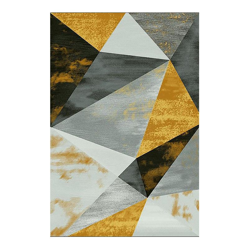 Modern Living Room Area Rug Geometric Print Polyester Area Rug Stain Resistant Carpet