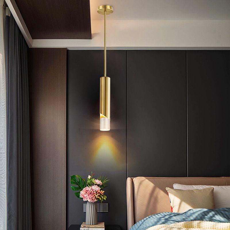 Acryl cilindrisch LED hanglamp in moderne creatieve stijl smeedijzeren hangende lamp voor slaapkamer