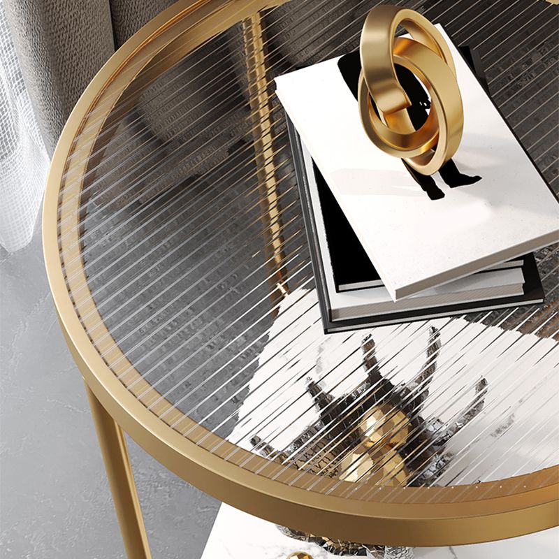 Modern Glass Round Side End Table Cross Legs Sofa Corner Table