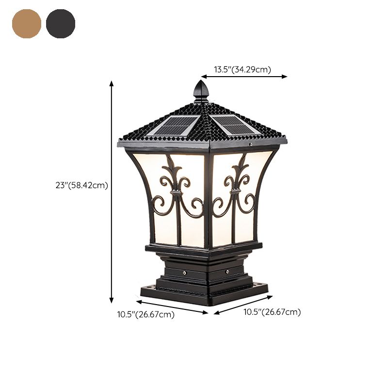 Drum Shape Metal Solar Waterproof Pillar Lamp Modern Outdoor Lights