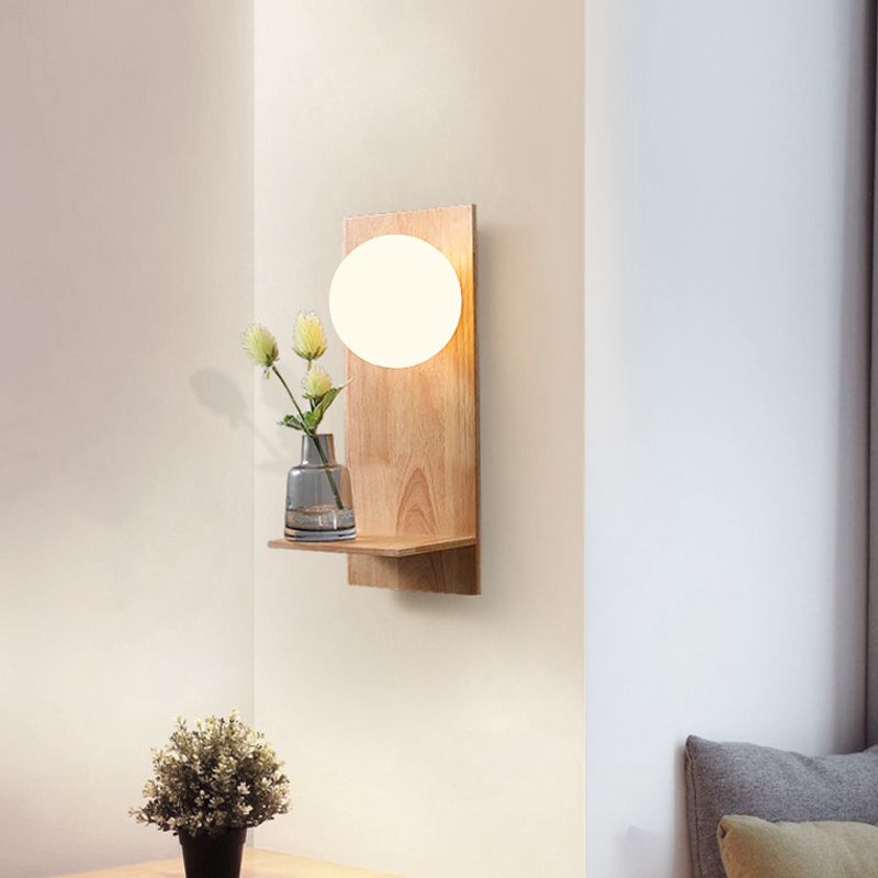 Ball Wall Sconce Lighting Modern Wood 1 Light Wall Mounted Light (Ornament not included)