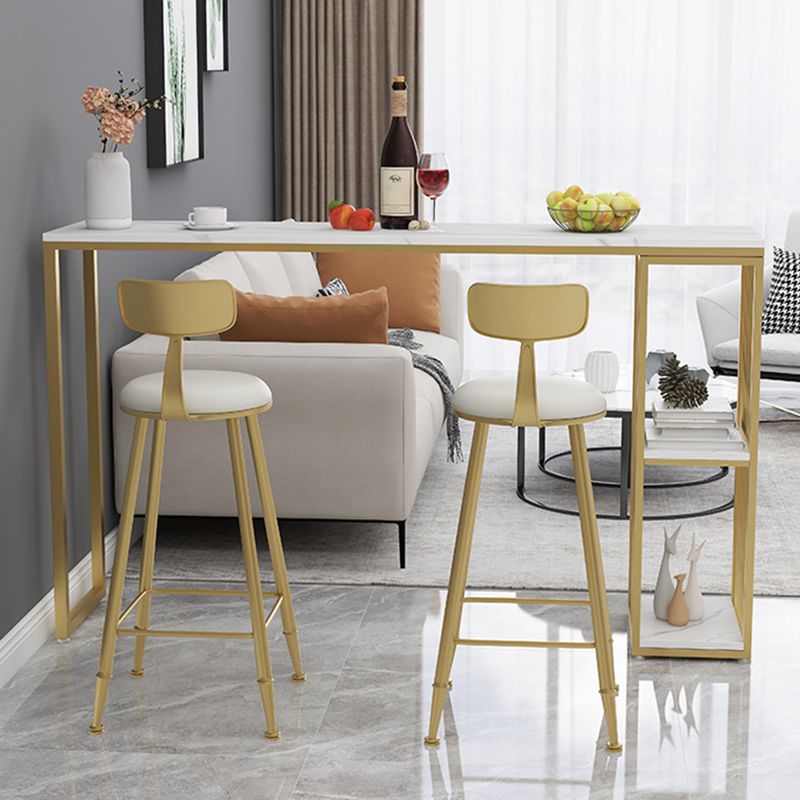 Living Room Modern Patio Bar Table Marble Rectangle 2-shelf Sled Bistro Bar Desk
