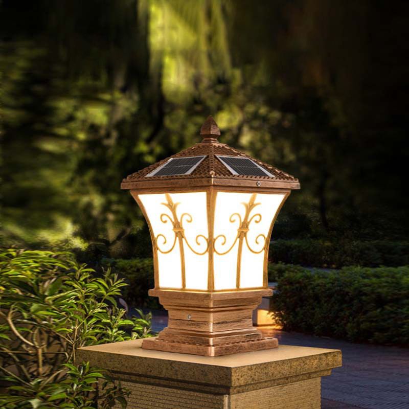 Contemporary Pillar Lamp Minimalist Solar Light for Backyard