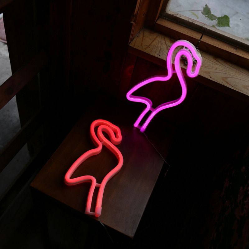 Lámpara de pared de pared de batería creativa Lámpara de flamenco USB Iluminación nocturna con sombra de plástico