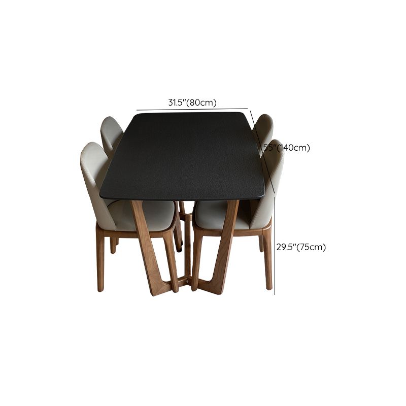 Contemporary Kitchen Dinner Table Stone Trestle Base Dining Table