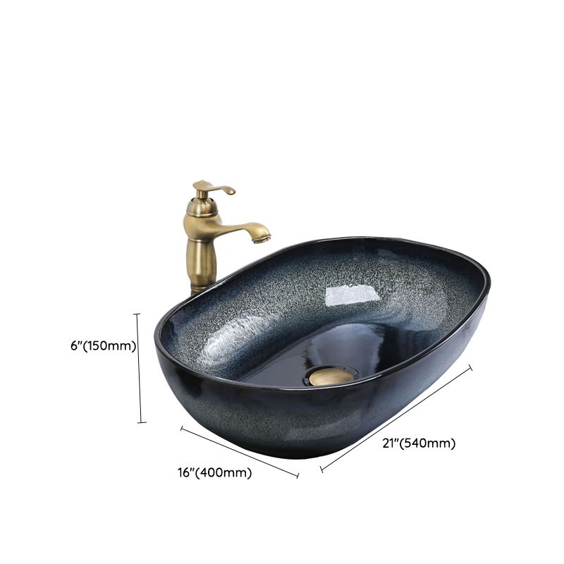 Traditional Vessel Bathroom Sink Specialty Vitreous China with Faucet Vessel Sink