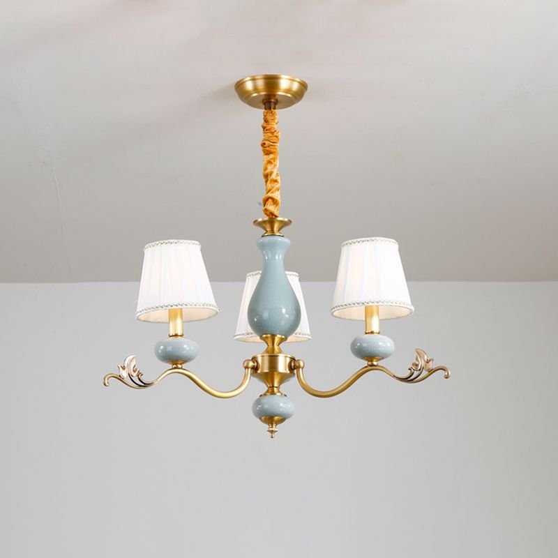 Tapered Chandelier Light Fixture Traditional Fabric Shade Pendant Lighting for Restaurant