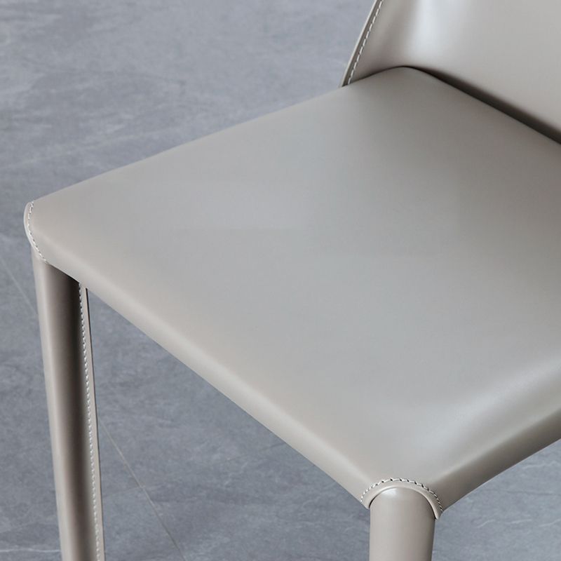 Contemporary Leather Dining Side Chairs Armless Solid Back Chair