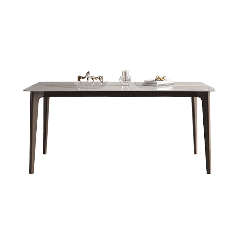 Rectangle Stone Dining Table Solid Wood 4 Legs Dining Table for Kitchen