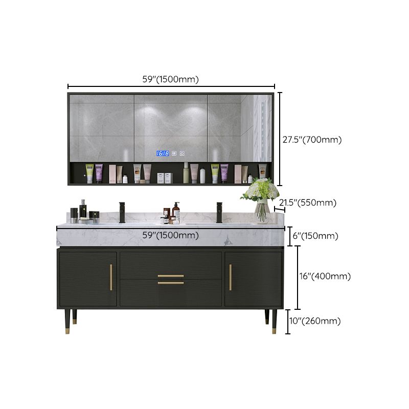 Metal Frame Vanity Set Plain Rectangle Drawers Freestanding Bath Vanity with Drawers