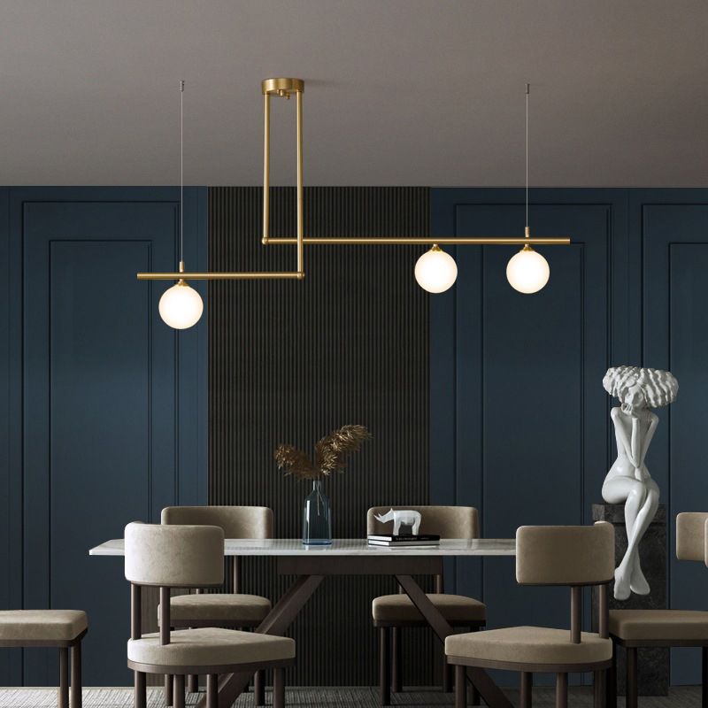 Simple Island Lighting Fixture Glass Hanging Light for Dining Room