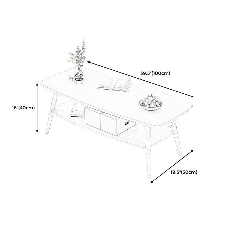 Modern Wooden Rectangular/Geometric Coffee Table with Storage Cocktail Table