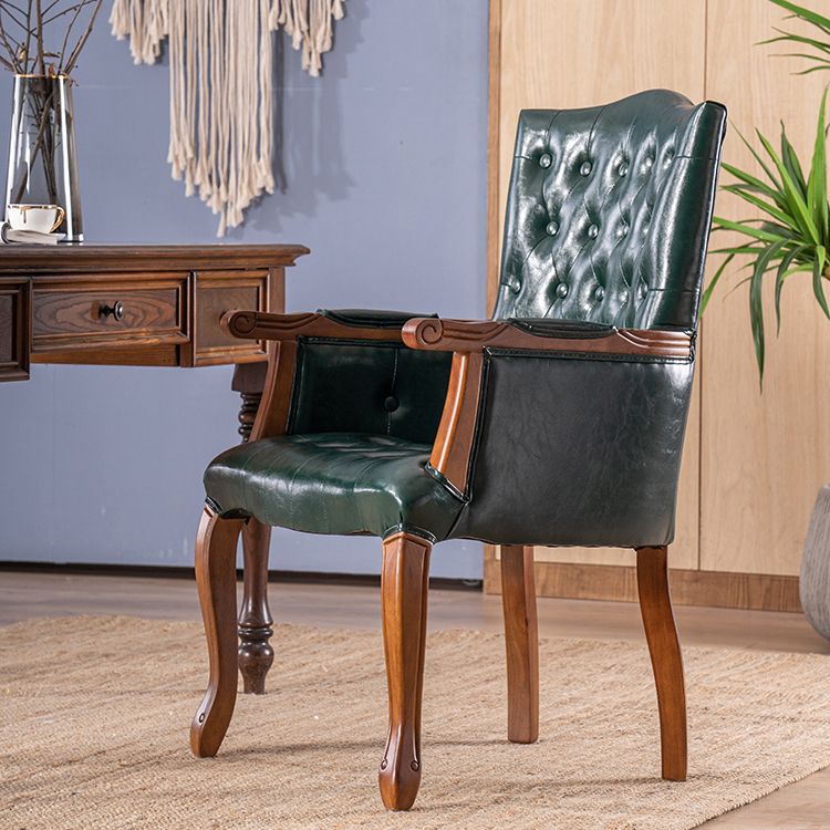 Wood French Country Dining Arm Chair with Color Cushion Parsons Chair for Home