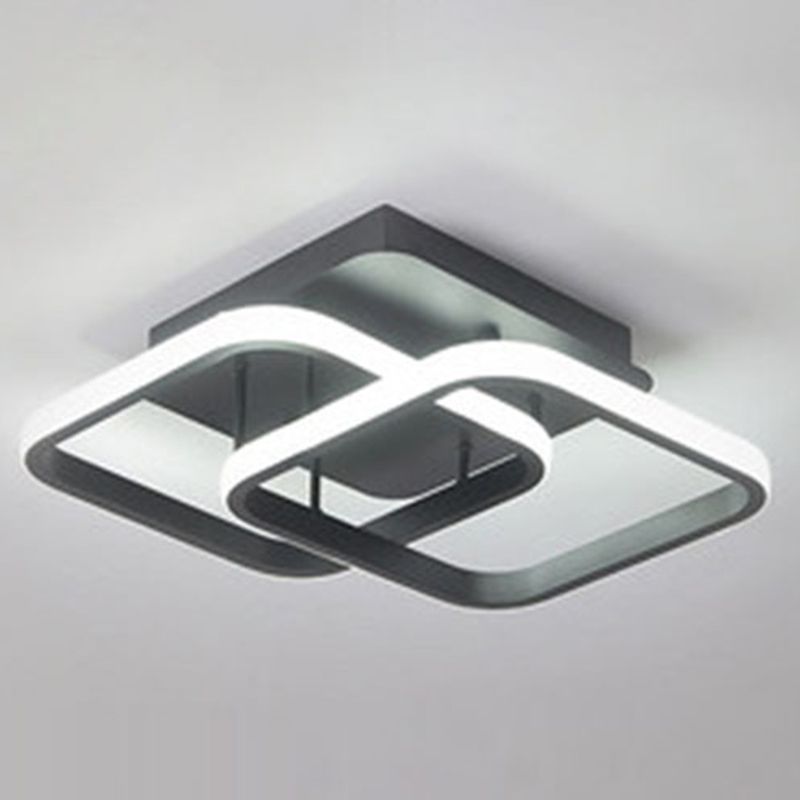 Geometric Shade 2-Lights Modern Flush Mount Ceiling Lighting Fixture in Black