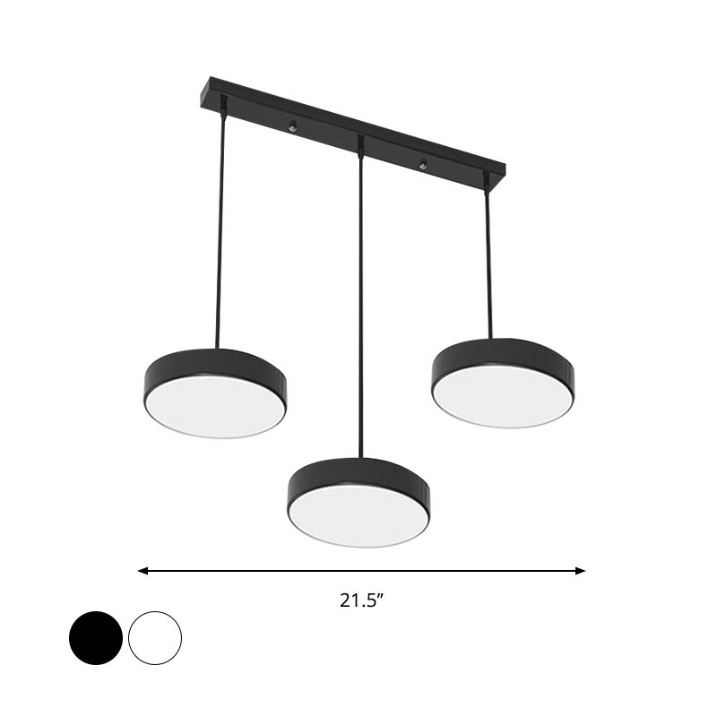 Round/Squared Hanging Ceiling Light Contemporary Metal LED Black/White Pendant Lighting with Round/Linear Canopy